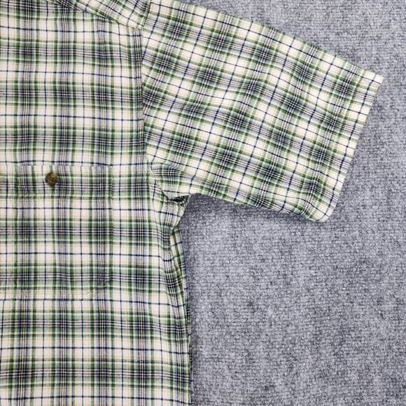 Woolrich Shirt Mens Medium Navy Mini Plaid Woven Short Sleeve Casual Button Up - Picture 13 of 16